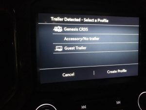 Trailer selection screen in the 2020 Chevy Silverado 2500